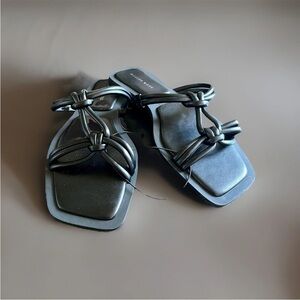 Azalea Wang Black Stetson Tubular Straps Knot Flat Sandals Women's - Size US9